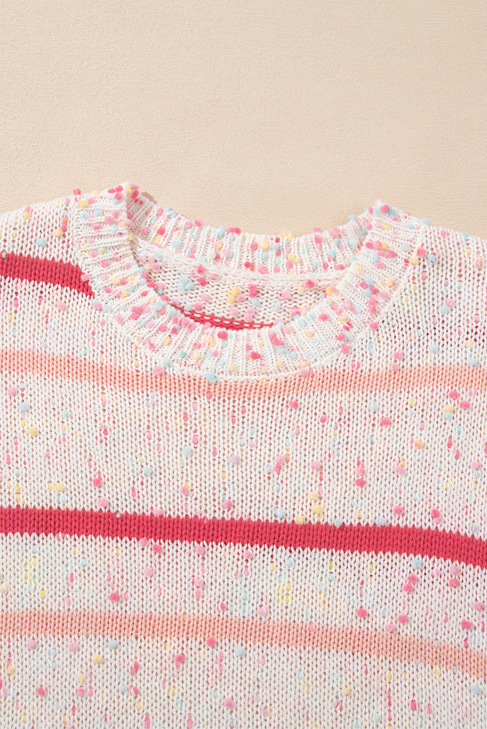 Pink Striped Confetti Drop Sleeve Knit Sweater - MAD RUFFI