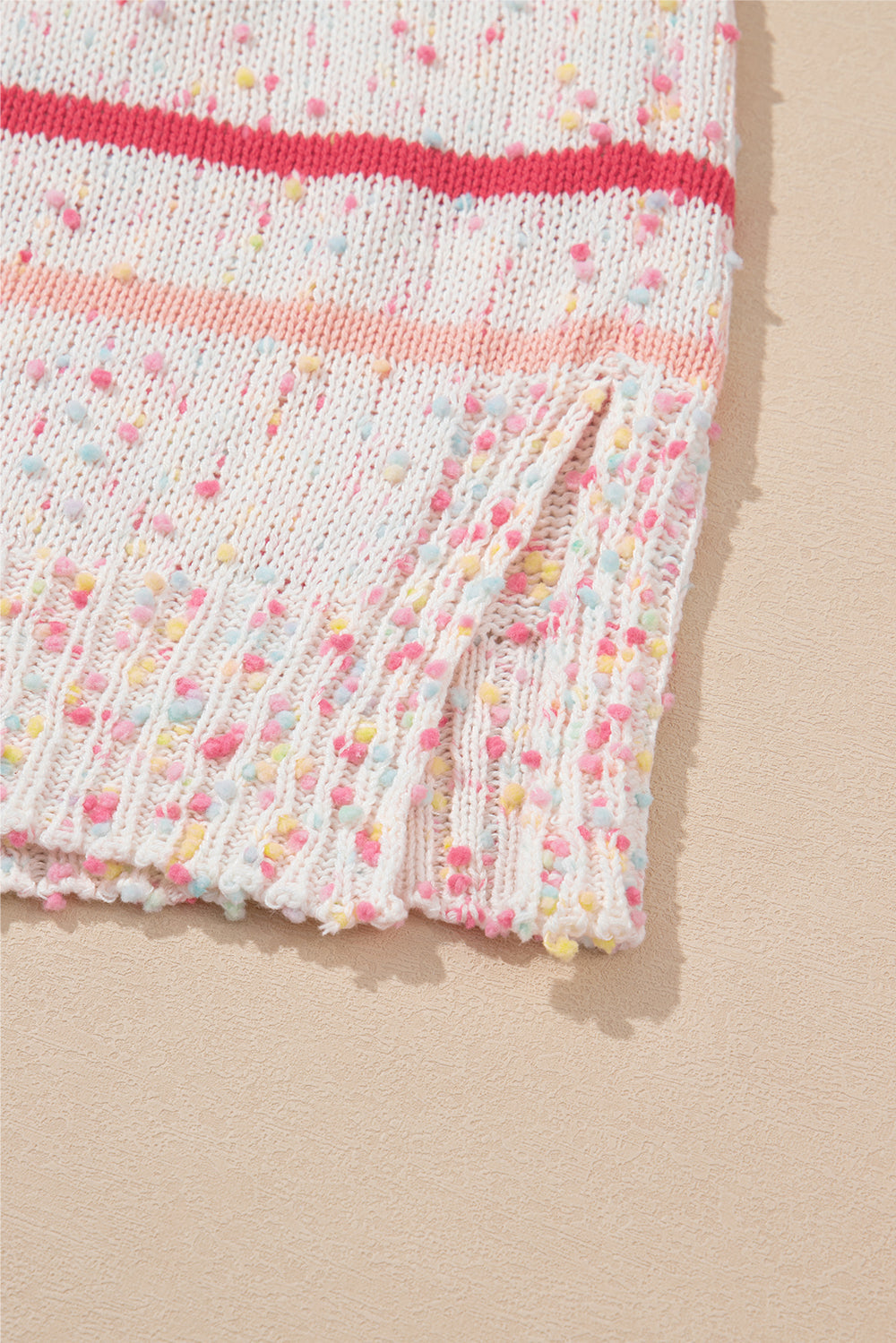 Pink Striped Confetti Drop Sleeve Knit Sweater - MAD RUFFI