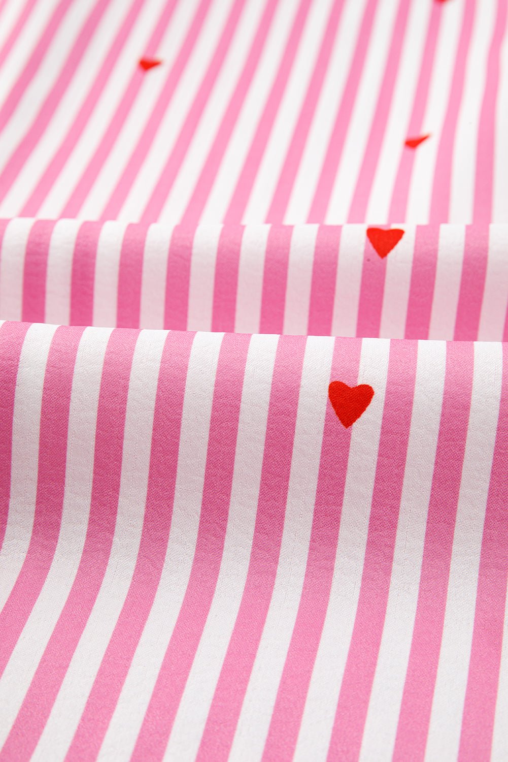 Pink Striped Heart Print Shirt and Shorts Pajama Set - MAD RUFFI