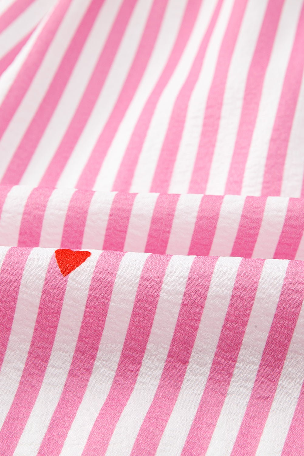 Pink Striped Heart Print Shirt and Shorts Pajama Set - MAD RUFFI