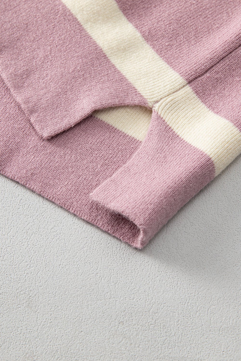 Pink Striped Patchwork Drop Shoulder Sweatshirt - MAD RUFFI