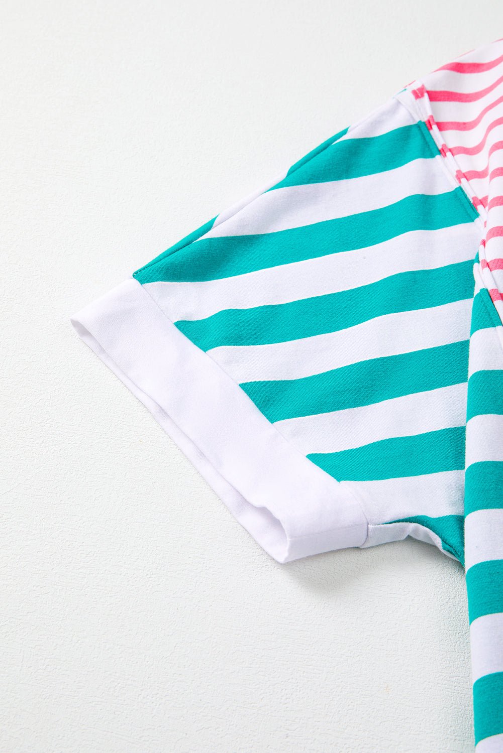 pink striped patchwork exposed seam loose tee - MAD RUFFI