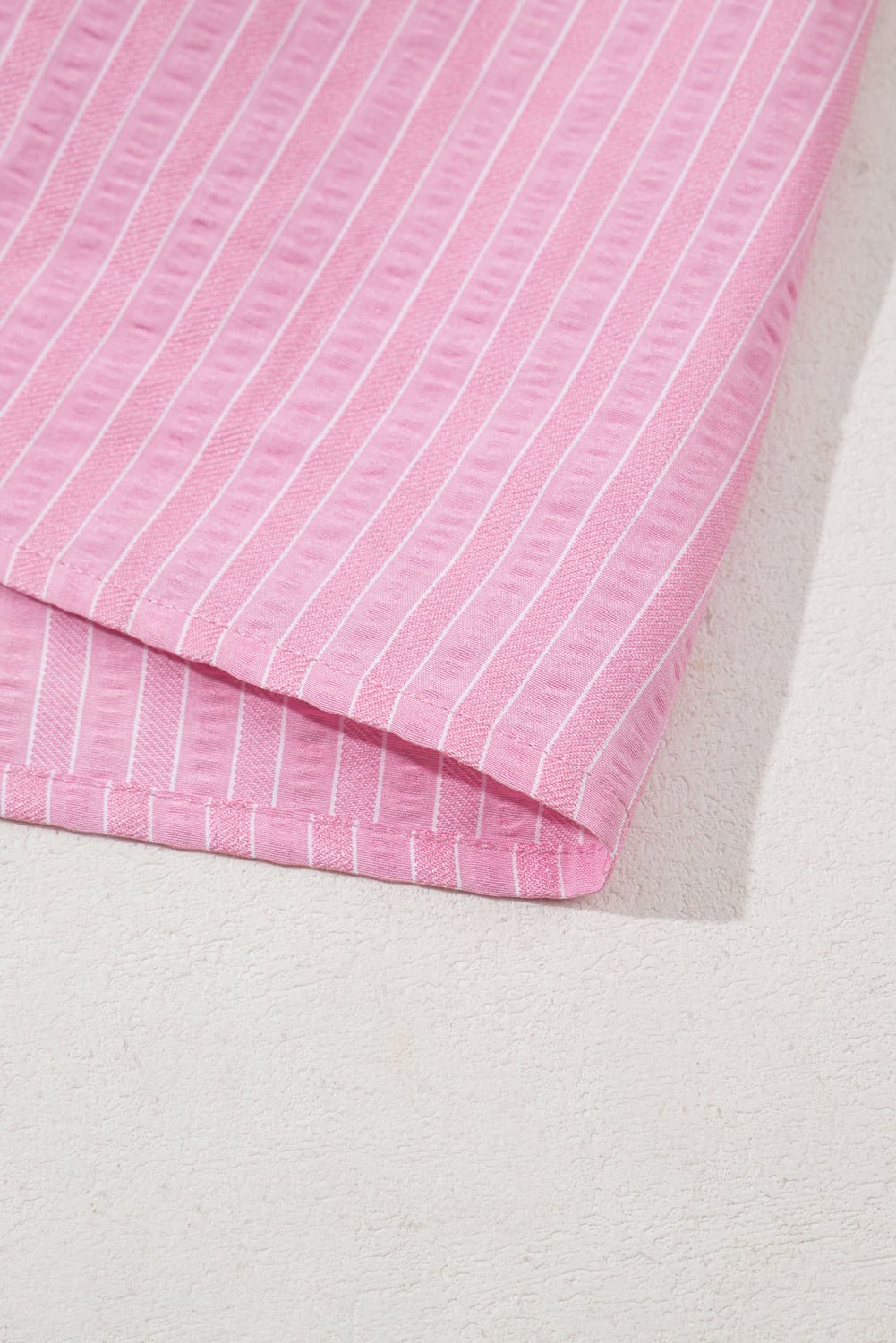 Pink Striped V Neck Puff Sleeve Frill Tiered Maxi Dress - MAD RUFFI