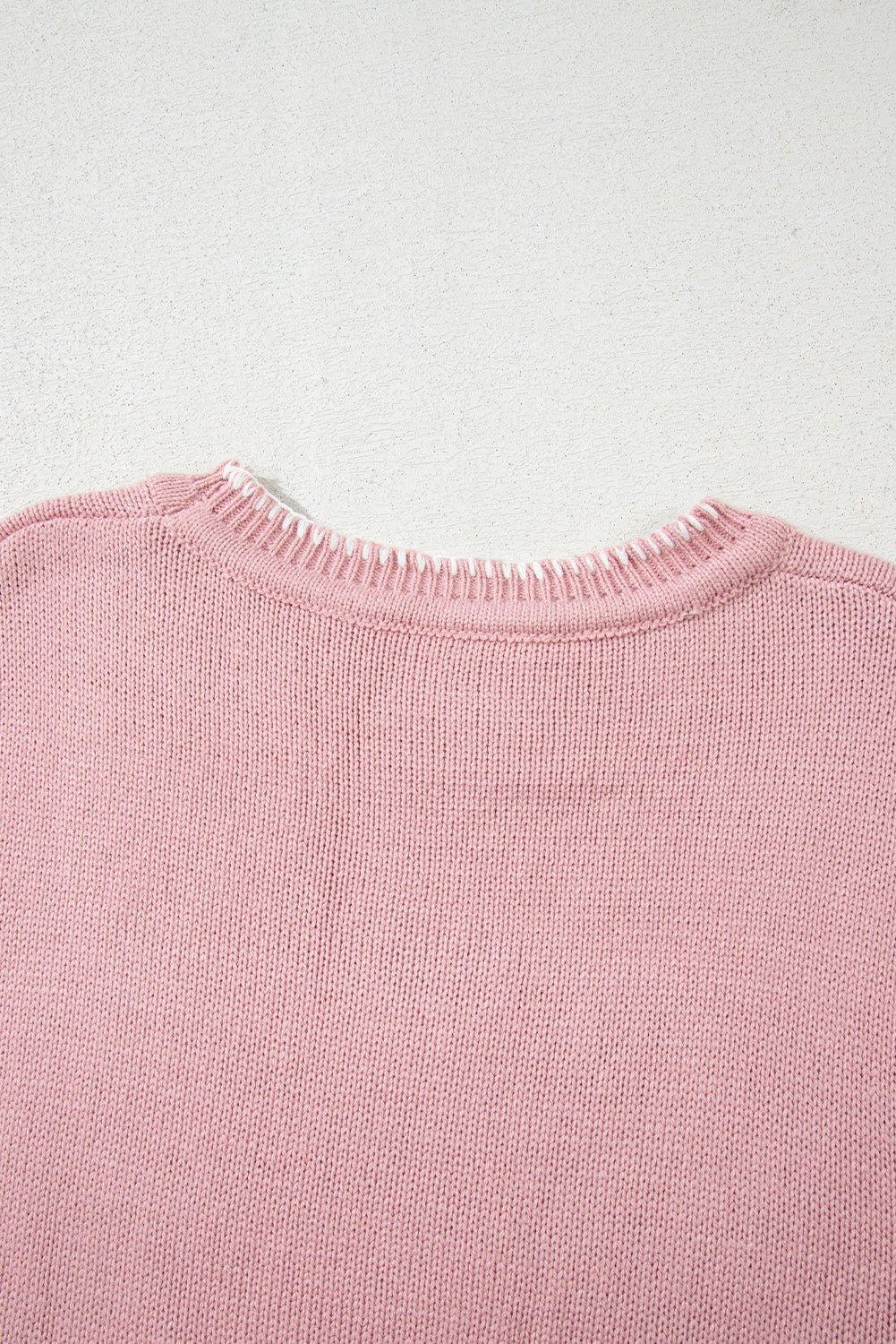 Pink Sweet Bow Drop Sleeve Round Neck Sweater - MAD RUFFI