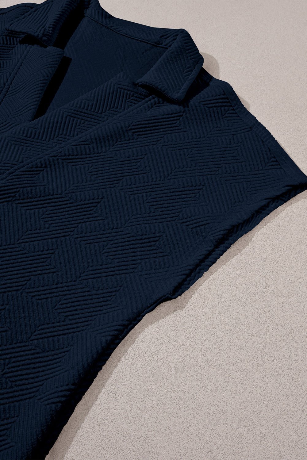 Pink Textured V Neck Collared Slit Hem T Shirt - MAD RUFFI