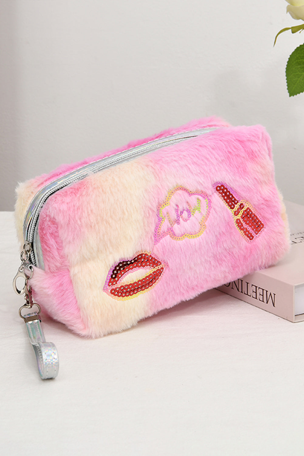 Pink Valentine Plush Zipper Cosmetic Bag - MAD RUFFI