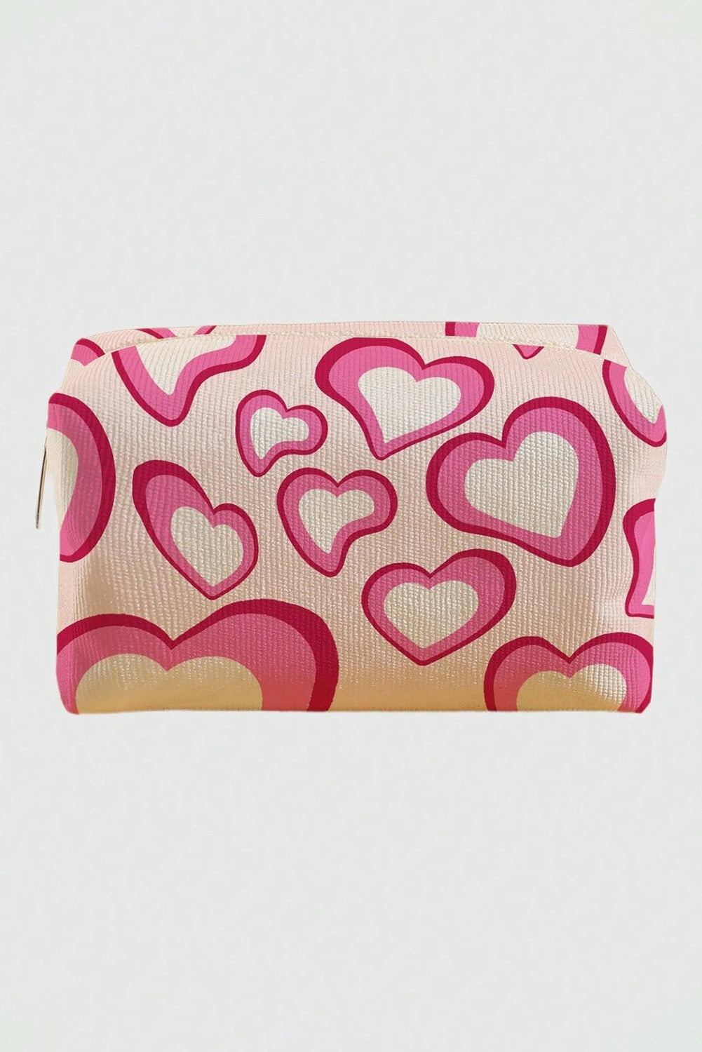 Pink Valentines Fashion Heart Printed Canvas Cosmetic Bag - MAD RUFFI