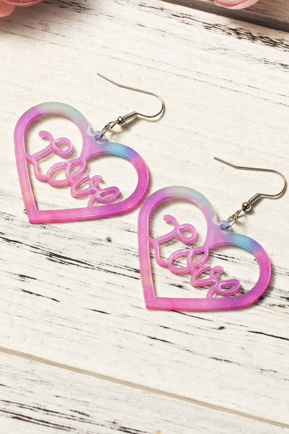 Pink Valentines Love Hollowed Heart Dropping Earrings - MAD RUFFI