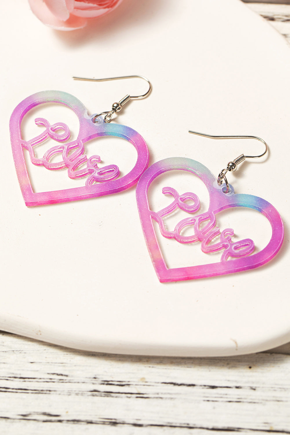 Pink Valentines Love Hollowed Heart Dropping Earrings - MAD RUFFI