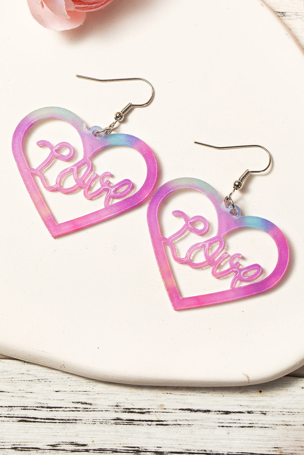 Pink Valentines Love Hollowed Heart Dropping Earrings - MAD RUFFI