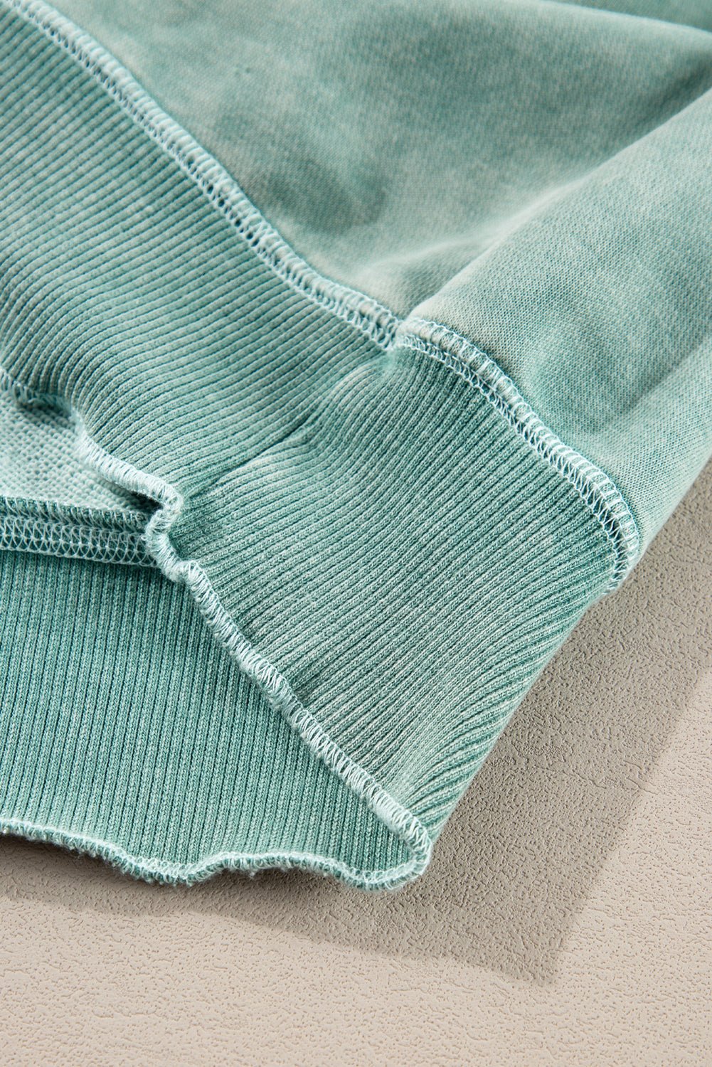 Pink Waffle Patchwork Raglan Sleeve Exposed Seam Sweatshirt - MAD RUFFI