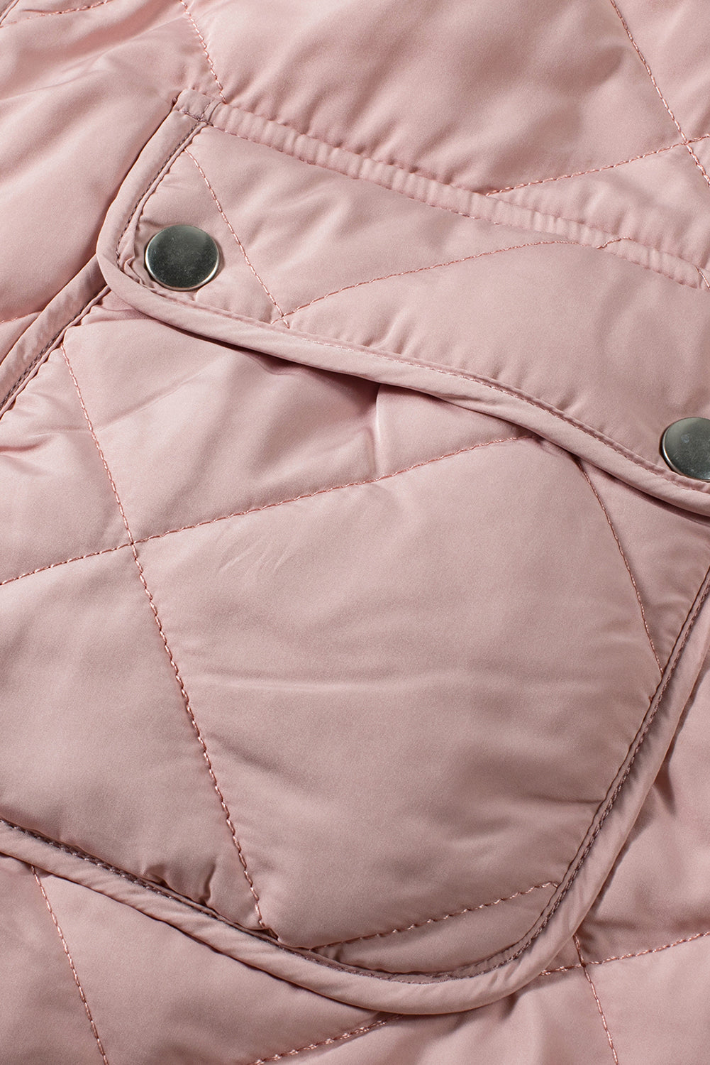 Pink Zip Up Fleece Lined Quilted Vest Coat - MAD RUFFI