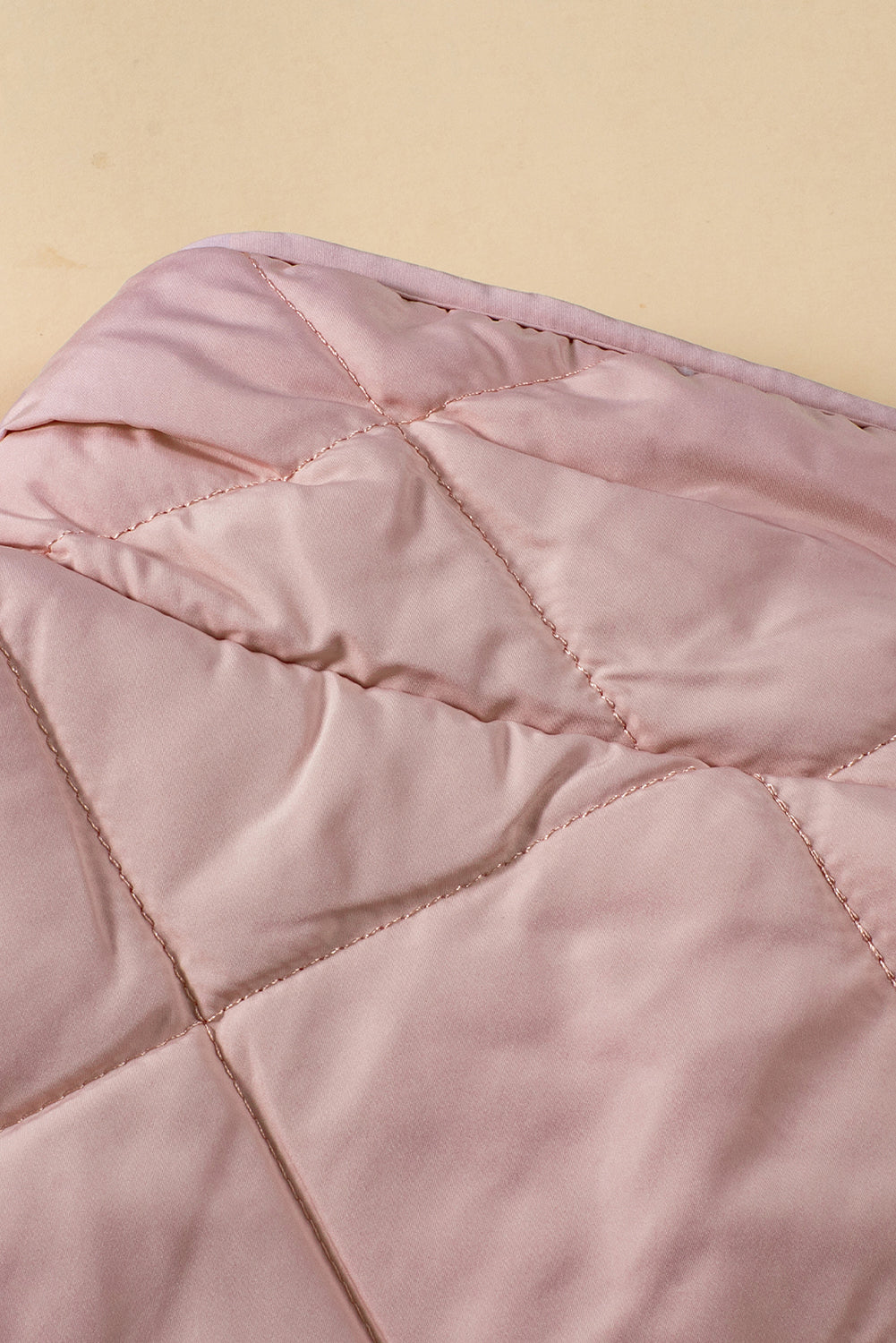 Pink Zip Up Fleece Lined Quilted Vest Coat - MAD RUFFI