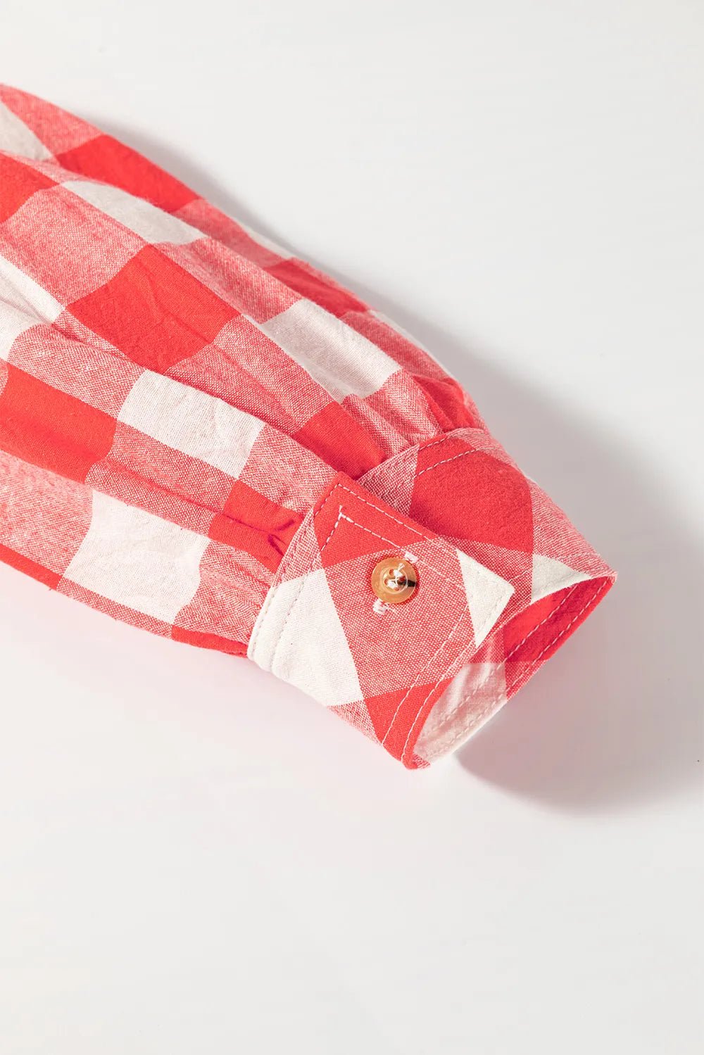 Plaid Collared Neck Long Sleeve Shirt Dress - MAD RUFFI