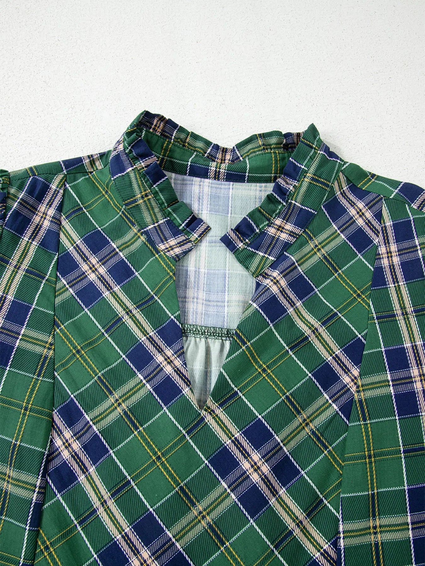 Plaid Frilly Collar Long Sleeve Shift Mini Dress - MAD RUFFI