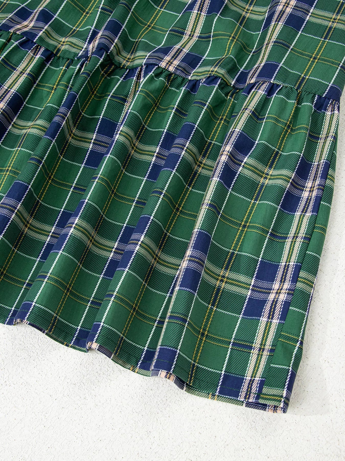 Plaid Frilly Collar Long Sleeve Shift Mini Dress - MAD RUFFI