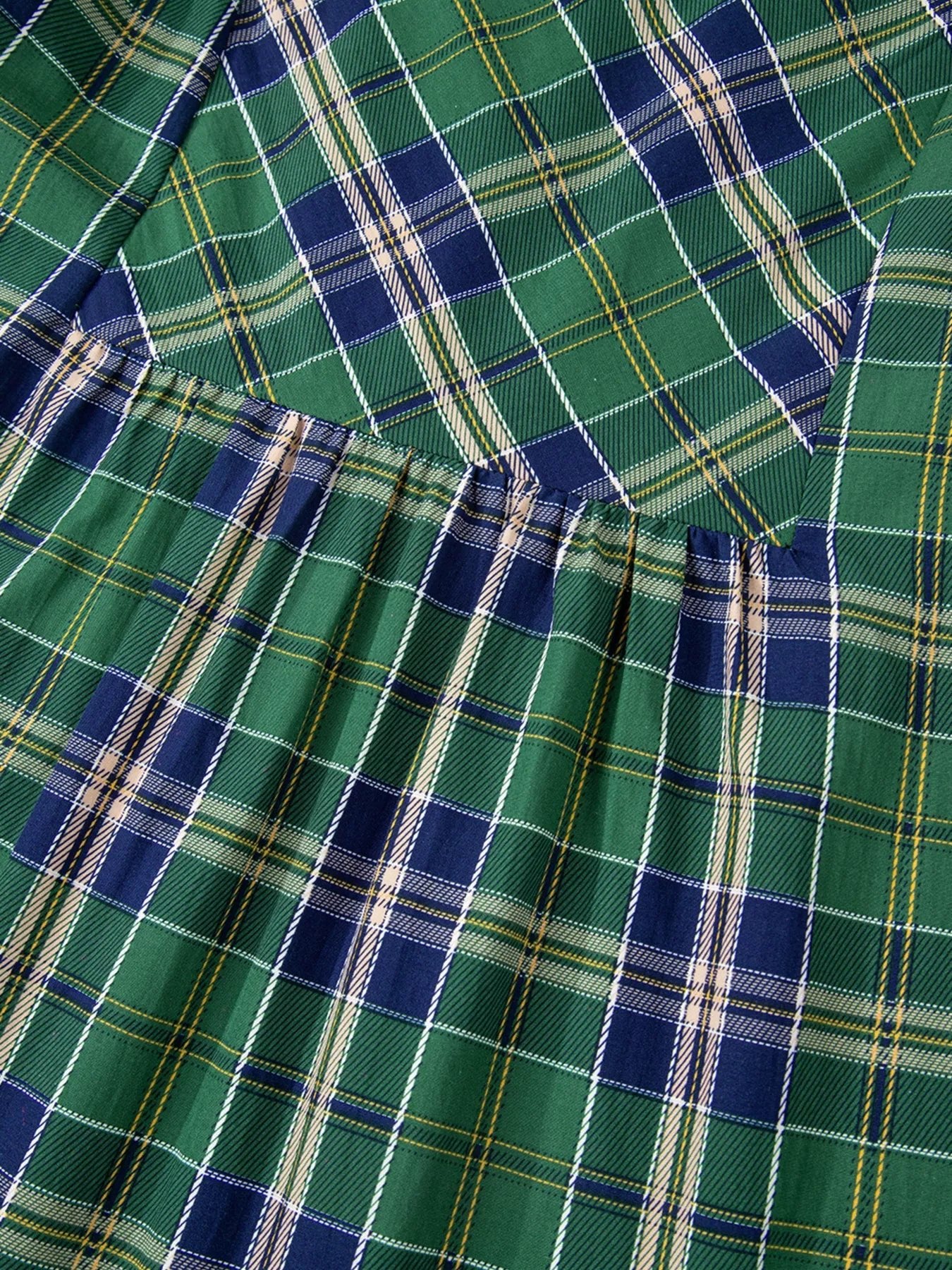 Plaid Frilly Collar Long Sleeve Shift Mini Dress - MAD RUFFI