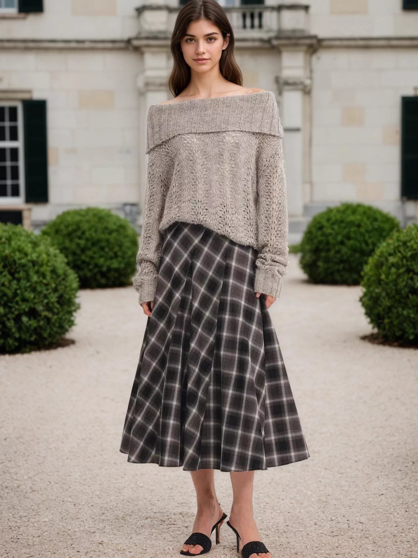 Plaid Midi Skirt - MAD RUFFI