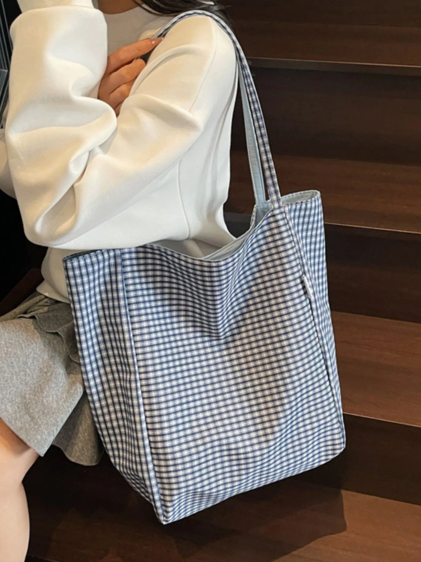 Plaid Pattern Tote Bag - MAD RUFFI