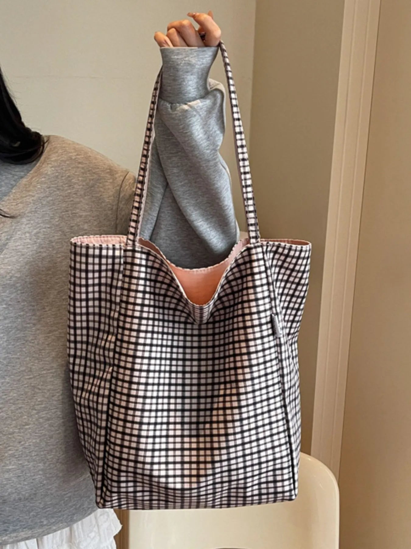 Plaid Pattern Tote Bag - MAD RUFFI