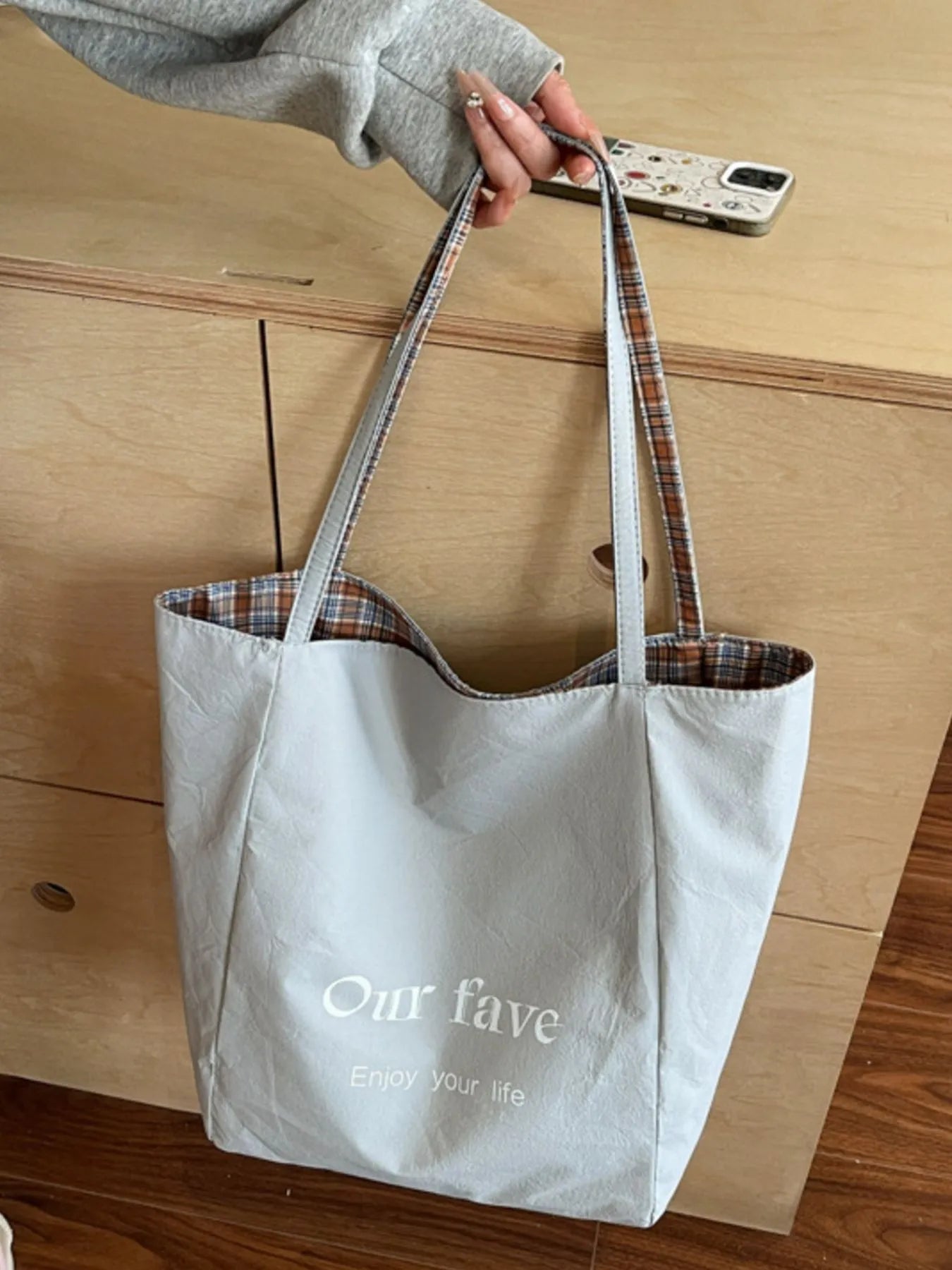 Plaid Pattern Tote Bag - MAD RUFFI