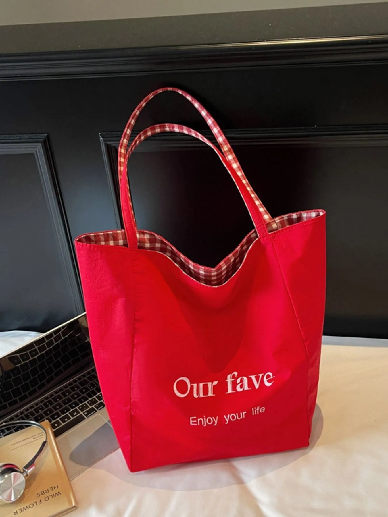 Plaid Pattern Tote Bag - MAD RUFFI