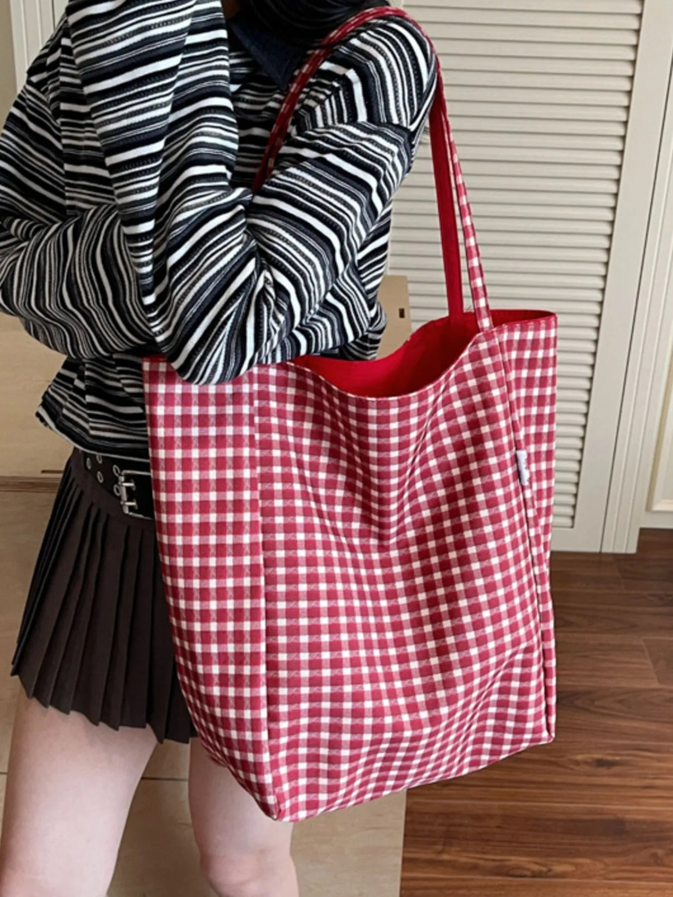 Plaid Pattern Tote Bag - MAD RUFFI