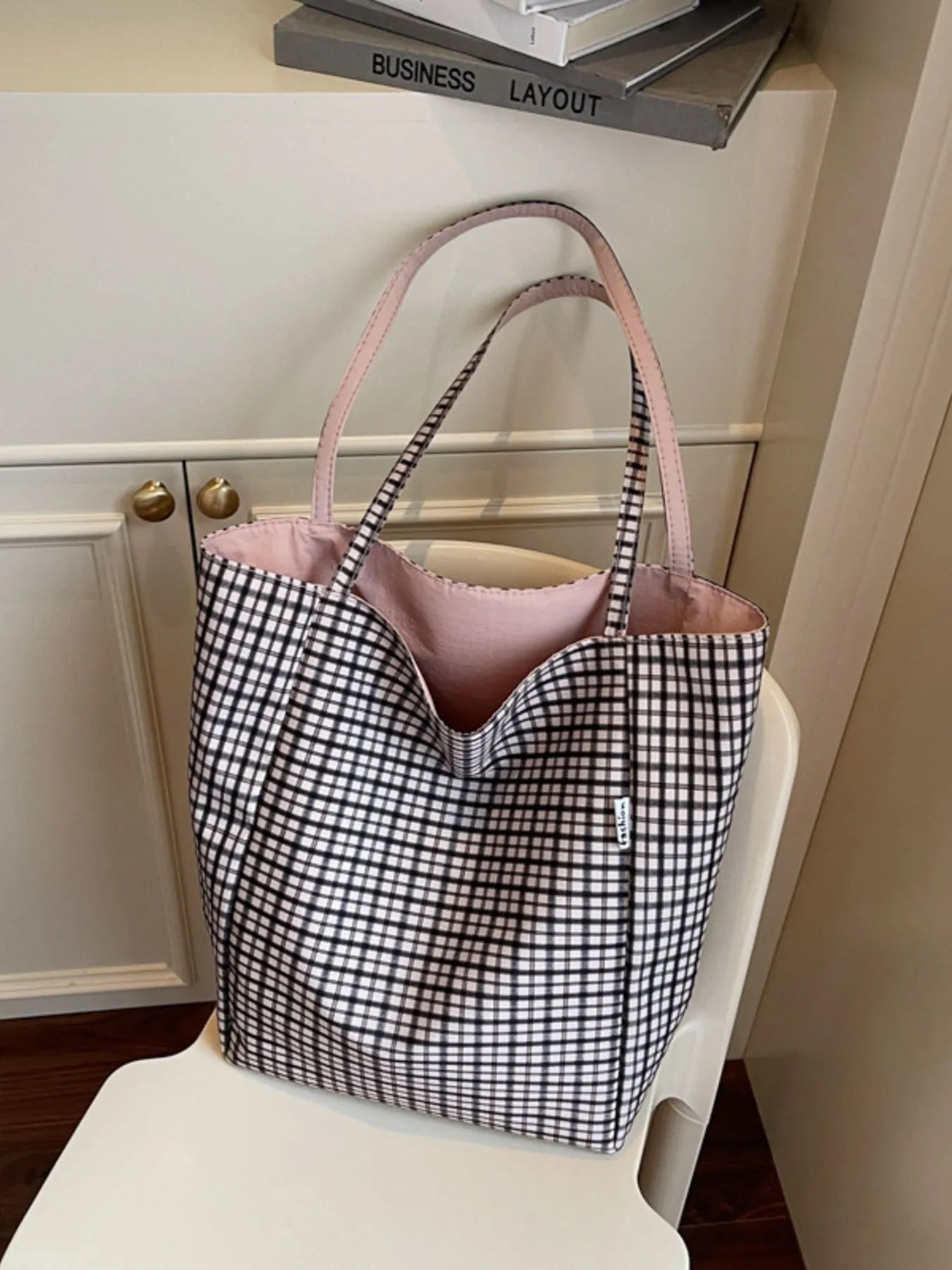 Plaid Pattern Tote Bag - MAD RUFFI