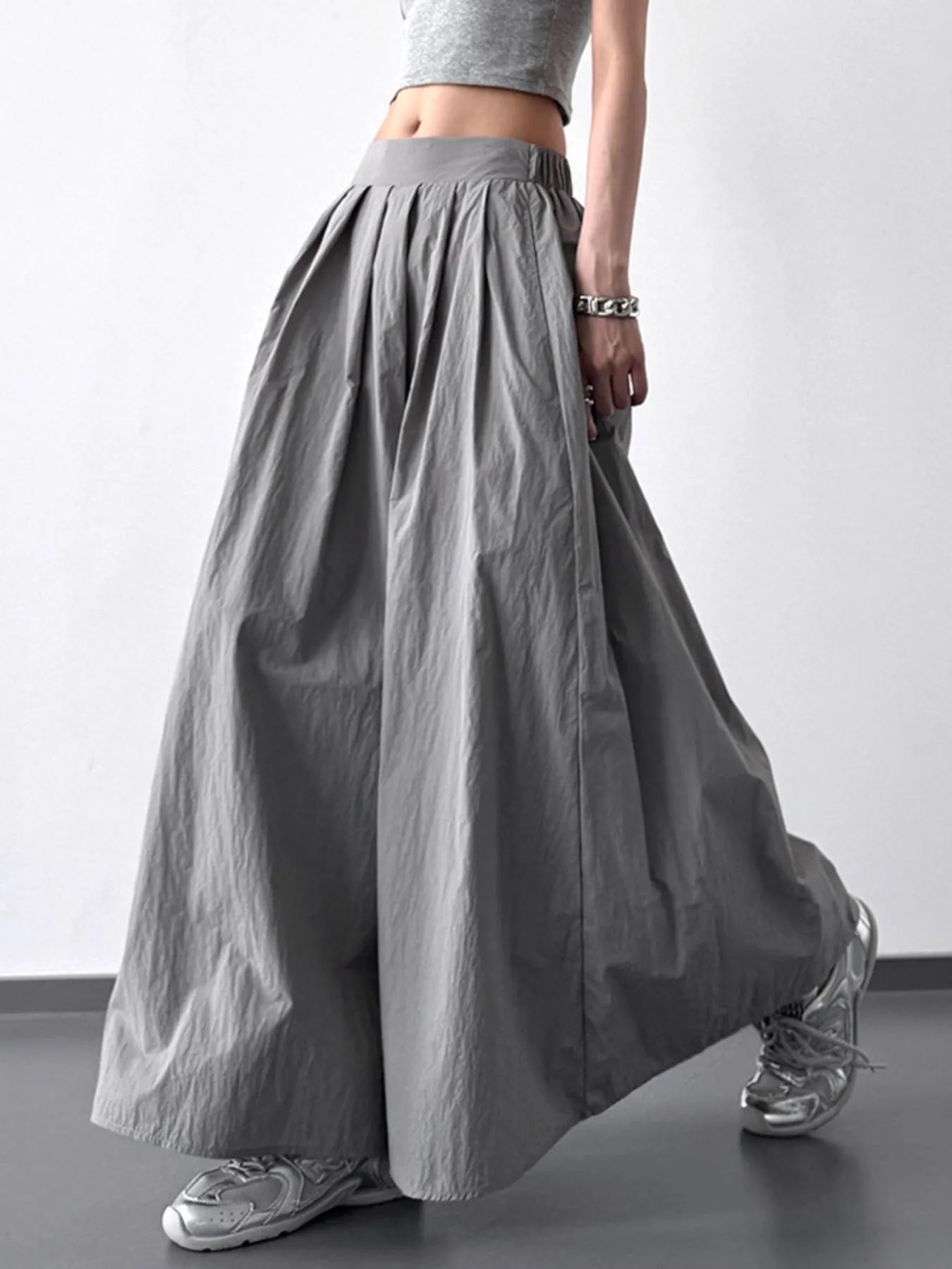 Pleated Linen Maxi Skirt - MAD RUFFI
