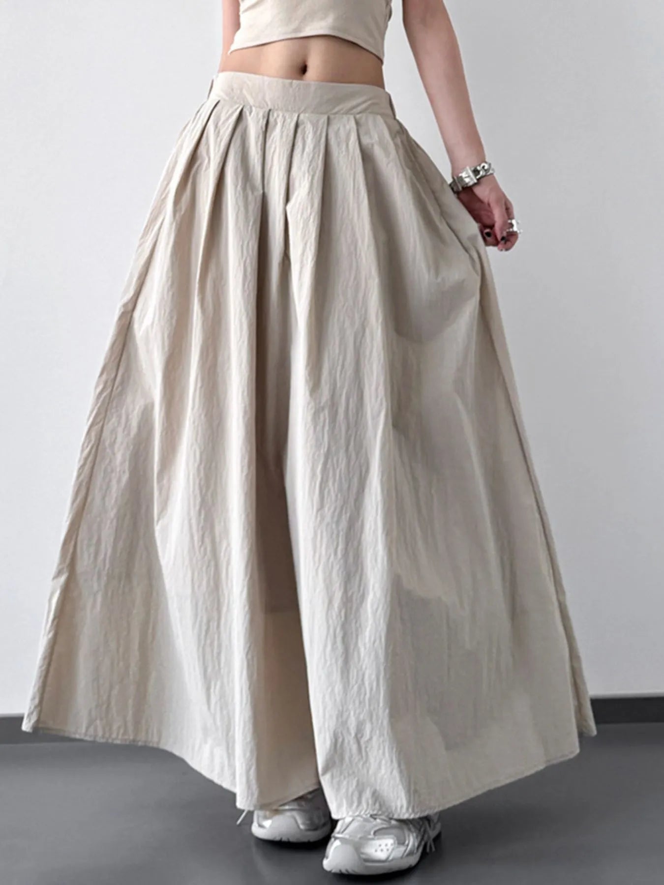 Pleated Linen Maxi Skirt - MAD RUFFI