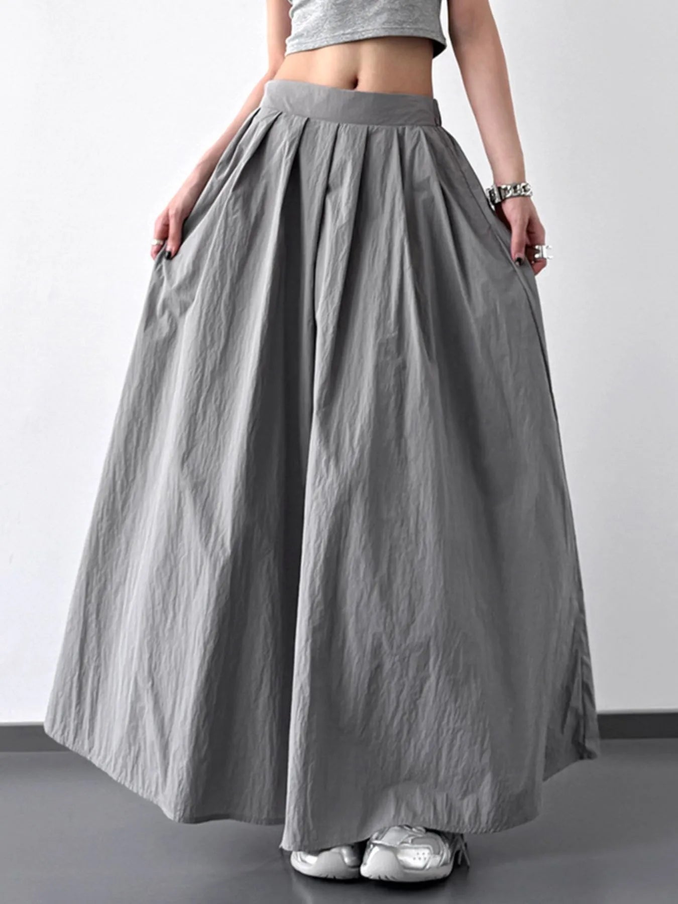Pleated Linen Maxi Skirt - MAD RUFFI