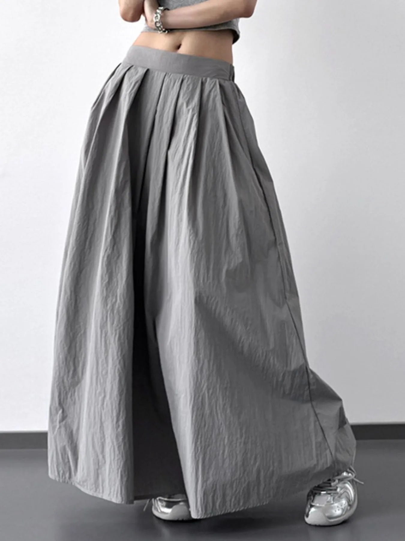 Pleated Linen Maxi Skirt - MAD RUFFI