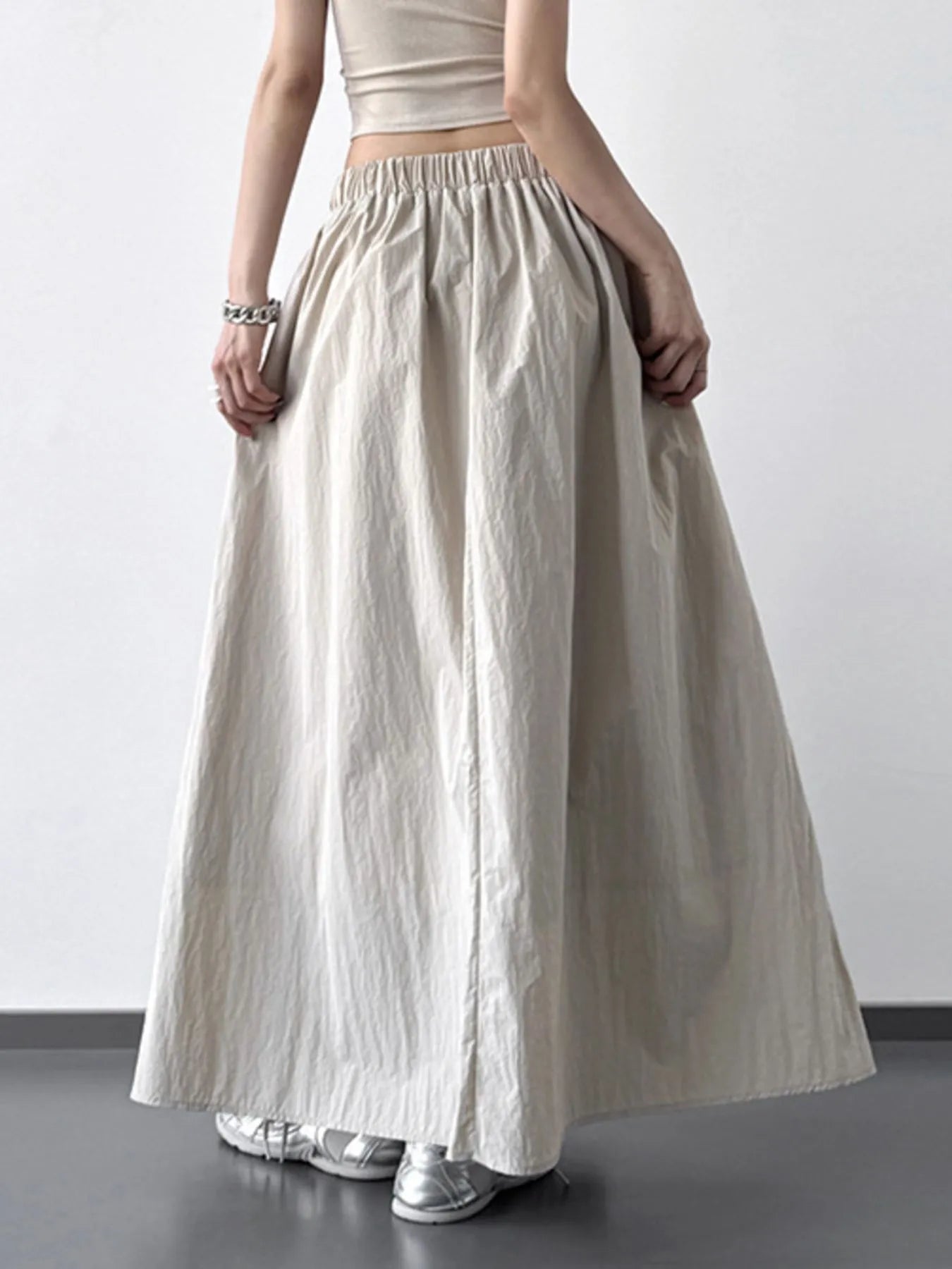 Pleated Linen Maxi Skirt - MAD RUFFI
