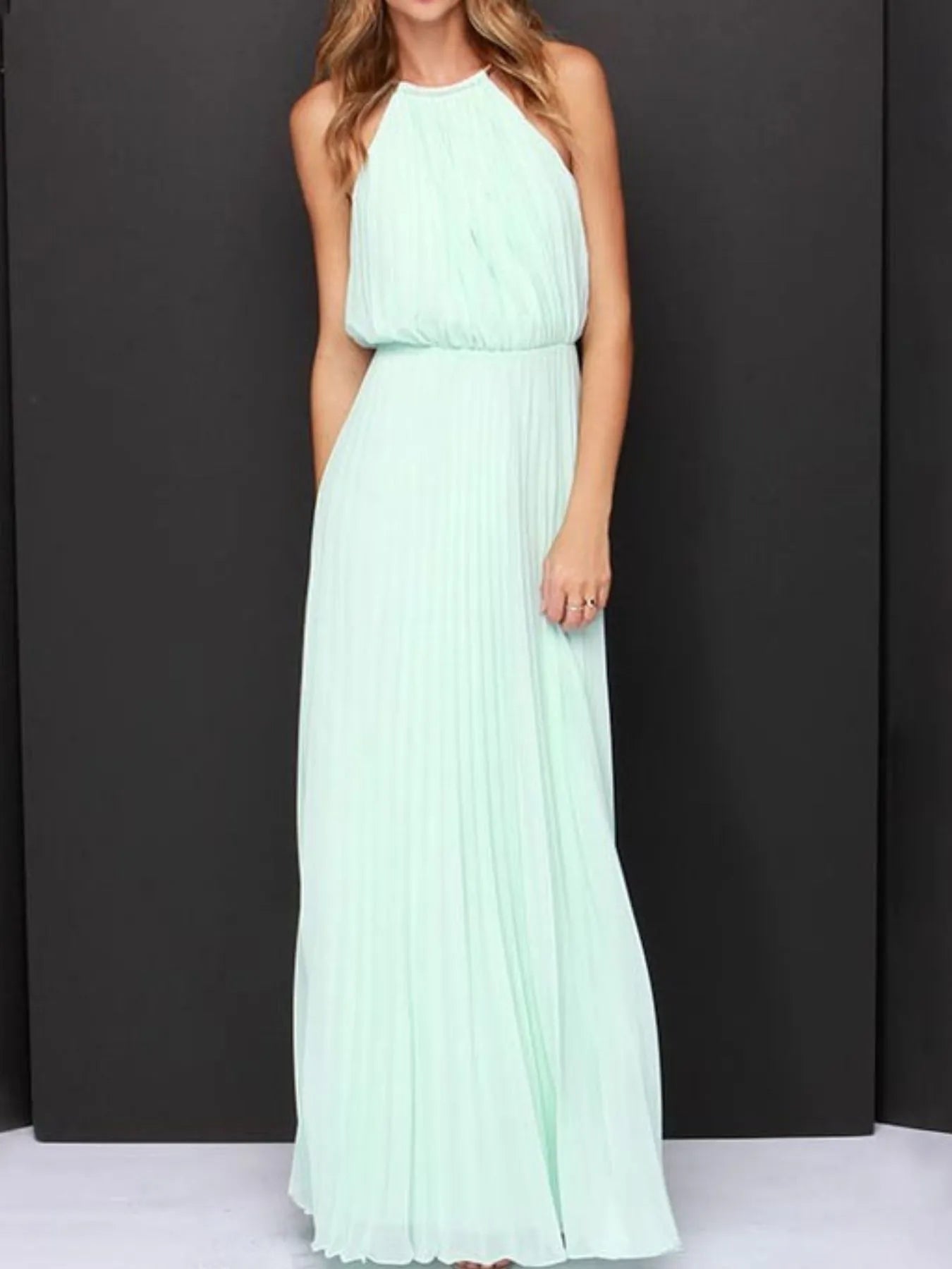 Pleated Sleeveless Maxi Tank Dress - MAD RUFFI