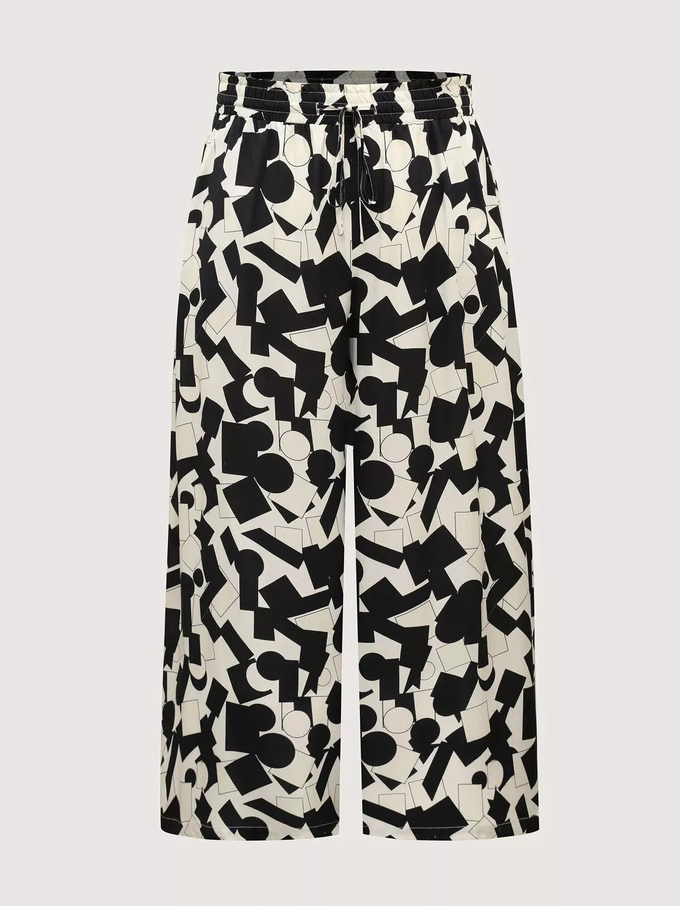 Plus Size Abstract Print Wide Leg Pants - MAD RUFFI