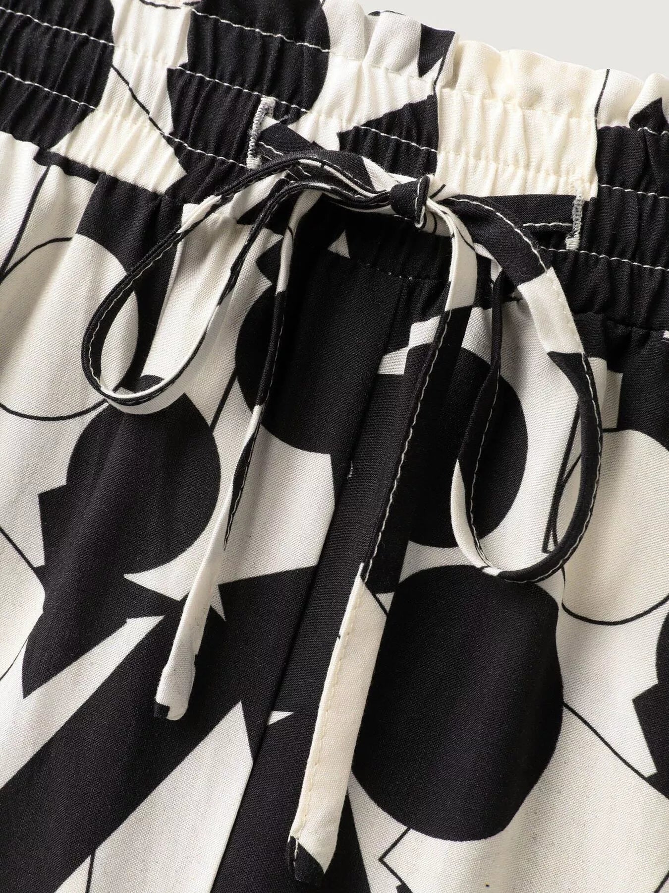 Plus Size Abstract Print Wide Leg Pants - MAD RUFFI