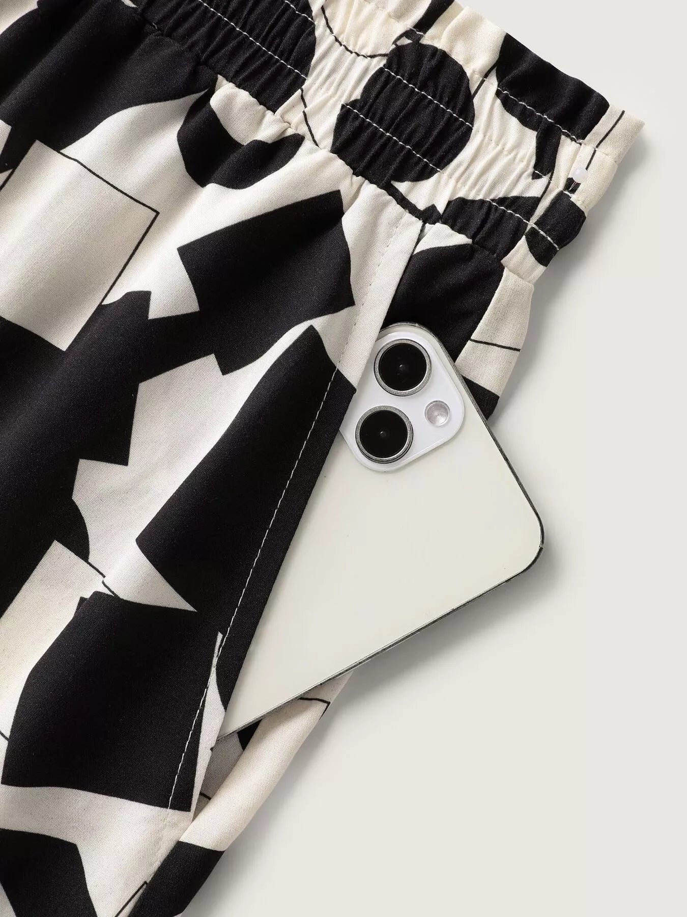 Plus Size Abstract Print Wide Leg Pants - MAD RUFFI