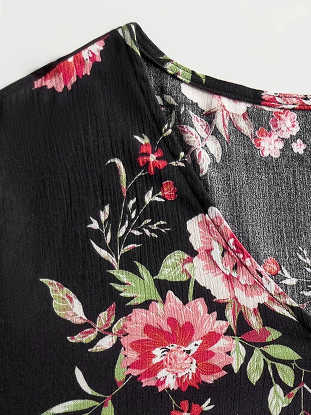 Plus Size Floral Flare Sleeve Dress - MAD RUFFI