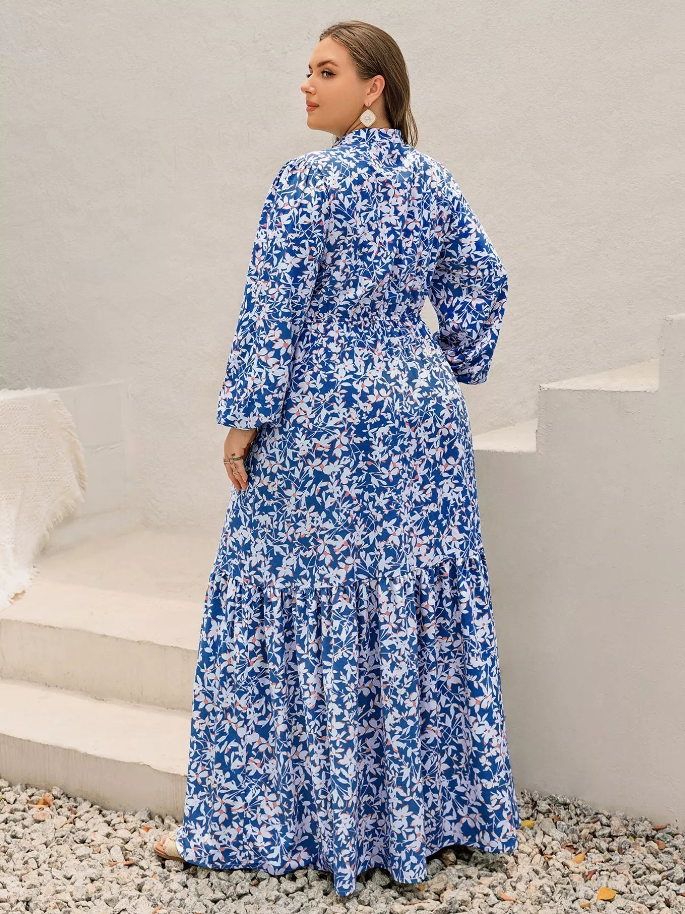 Plus Size Floral Print Bohemian Maxi Dress - MAD RUFFI