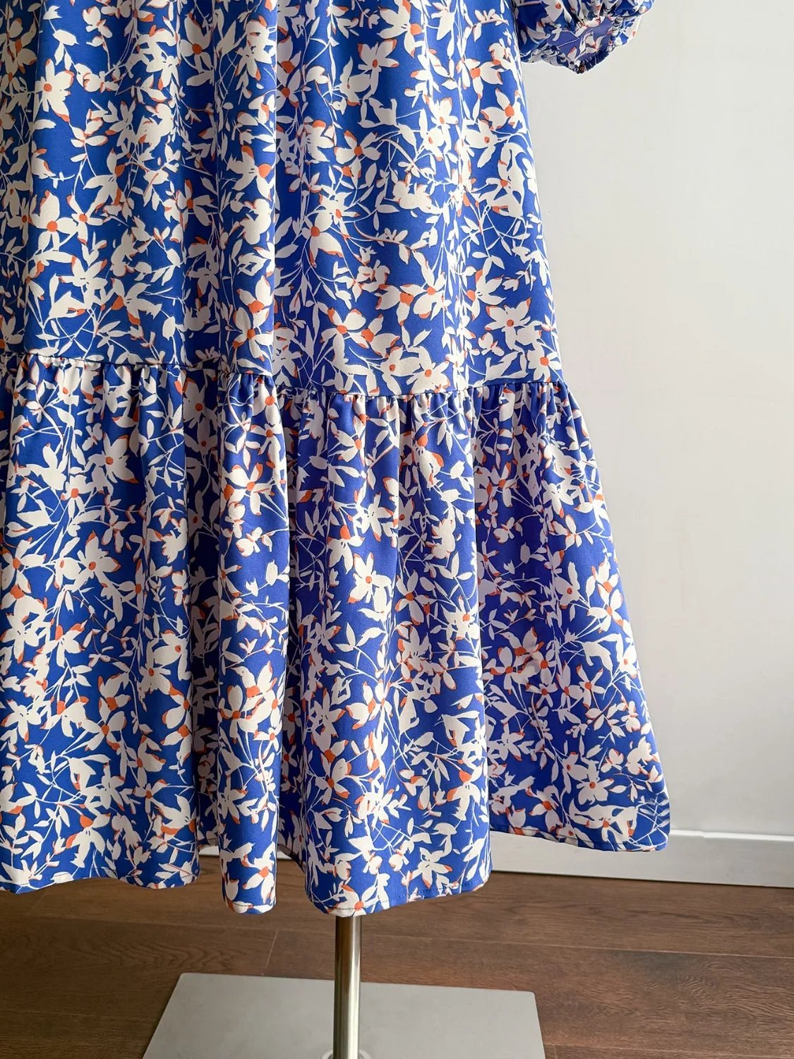 Plus Size Floral Print V - Neck Long Sleeve Maxi Dress - MAD RUFFI