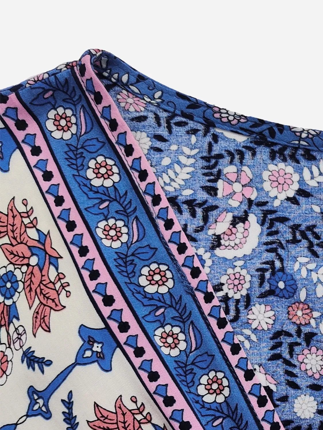 Plus Size Printed Surplice Half Sleeve Dress - MAD RUFFI