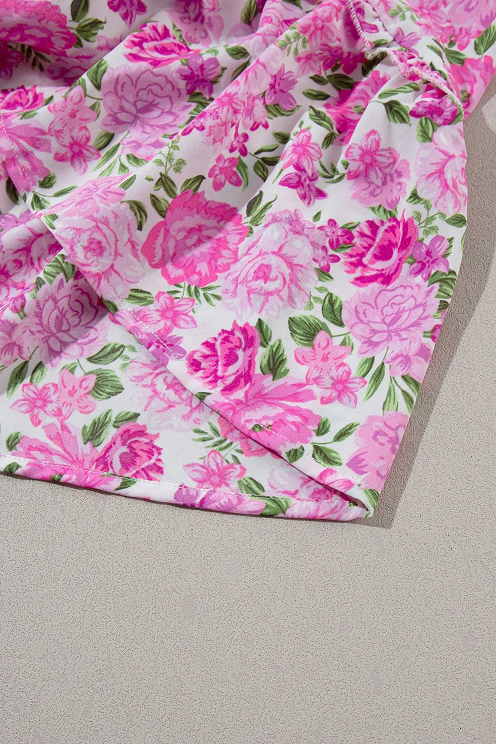 Plus Size Smocked Printed Square Neck Short Sleeve Dress - MAD RUFFI