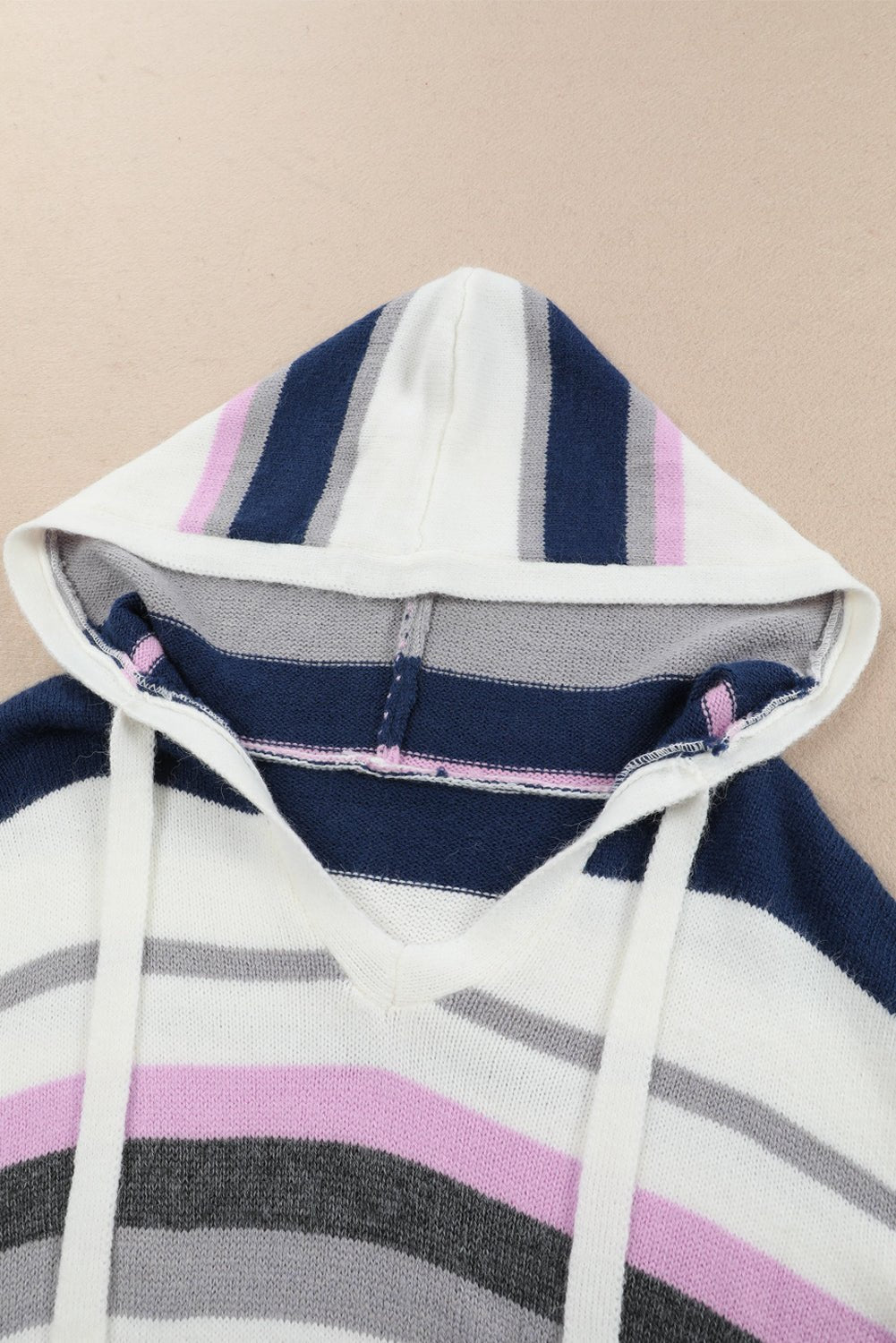 Plus Size Striped Long Sleeve Hooded Sweater - MAD RUFFI