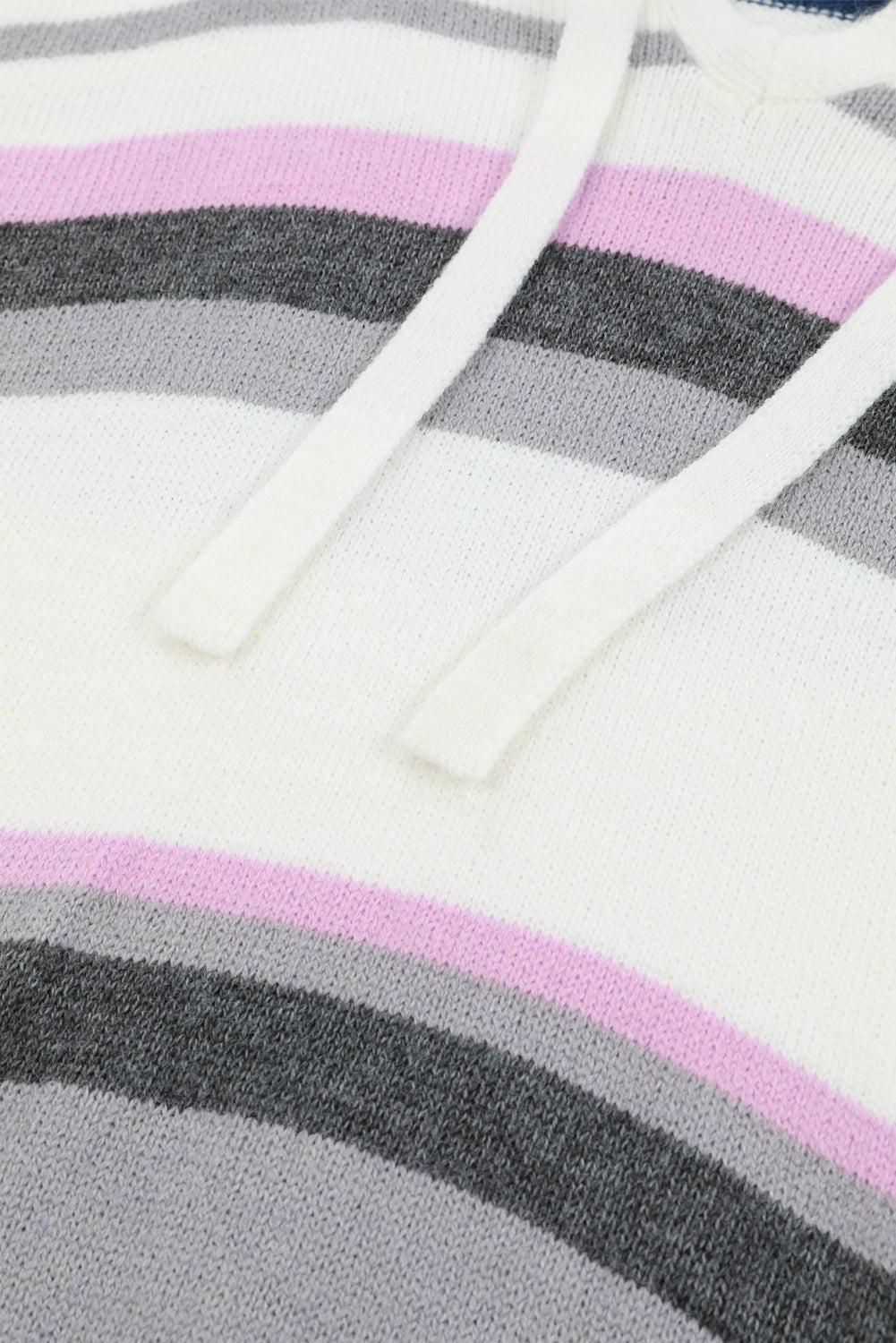 Plus Size Striped Long Sleeve Hooded Sweater - MAD RUFFI