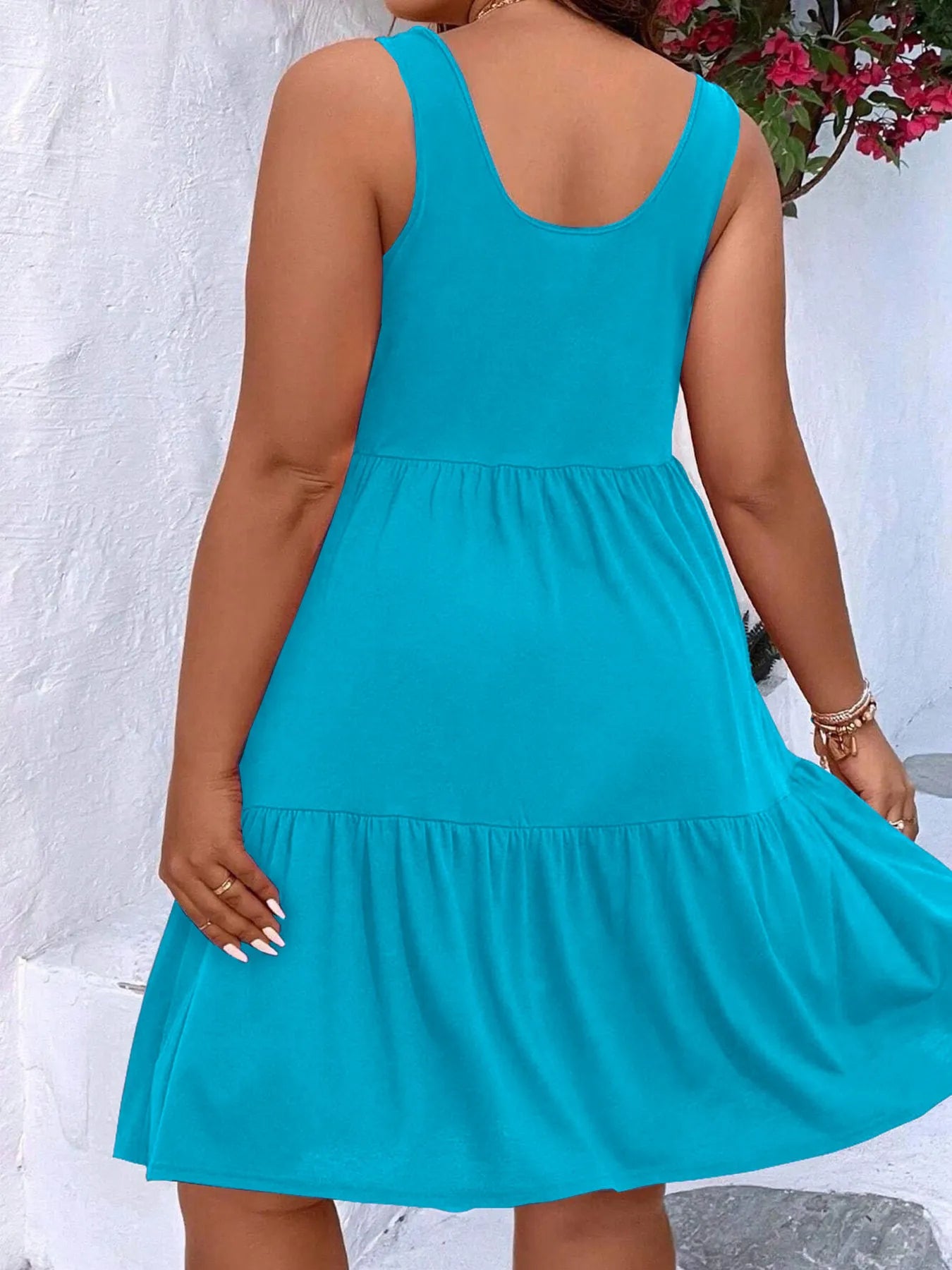 Plus Size Tiered Scoop Neck Tank Dress - MAD RUFFI