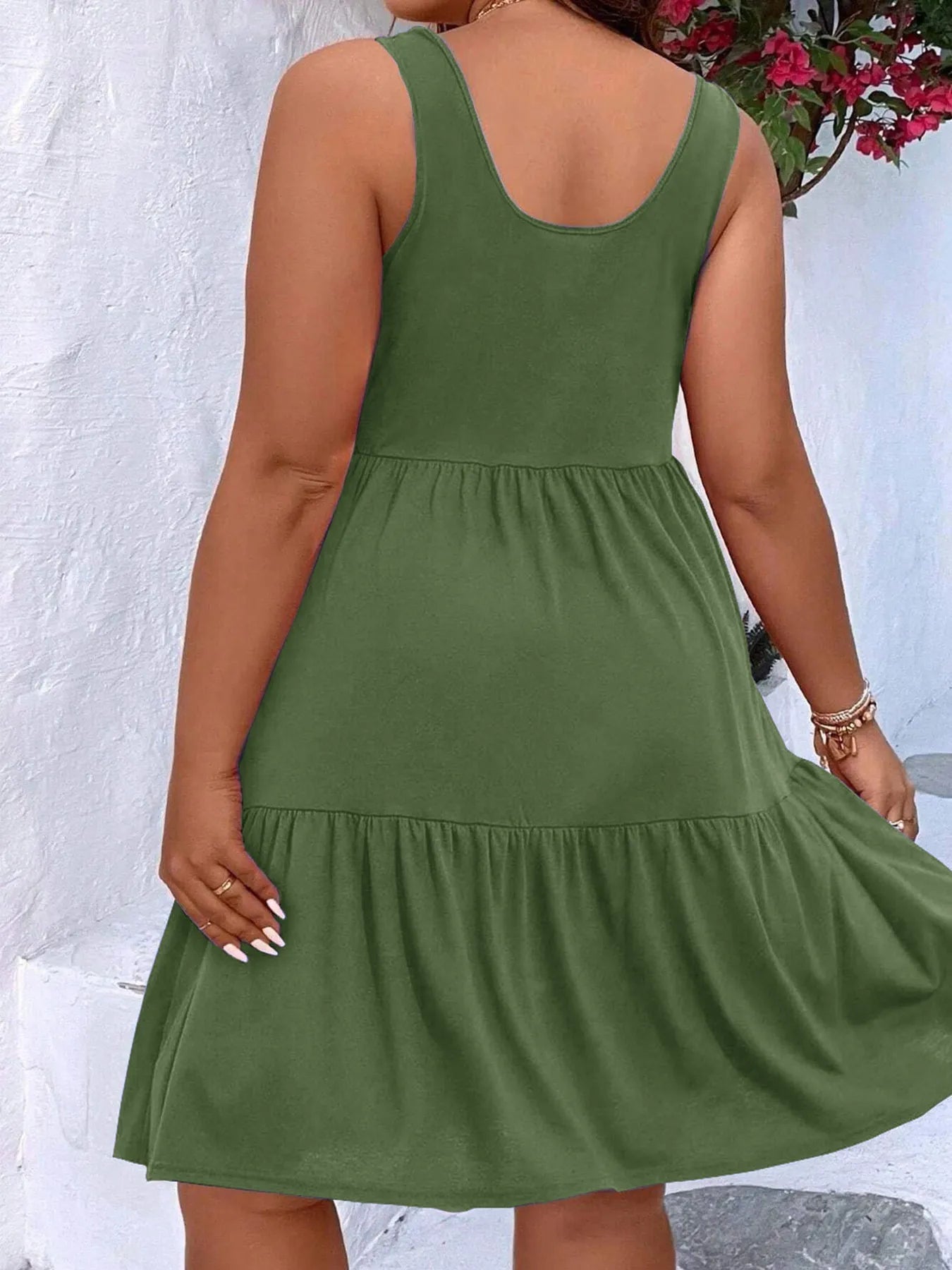 Plus Size Tiered Scoop Neck Tank Dress - MAD RUFFI