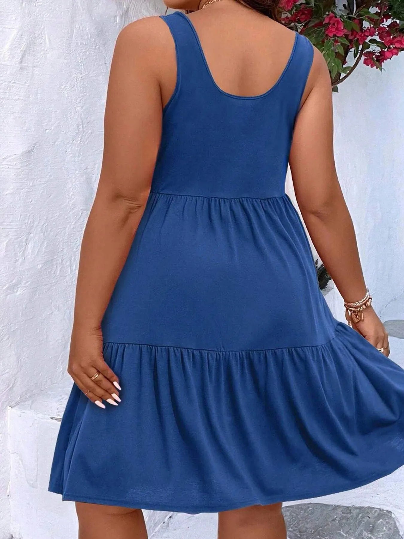 Plus Size Tiered Scoop Neck Tank Dress - MAD RUFFI