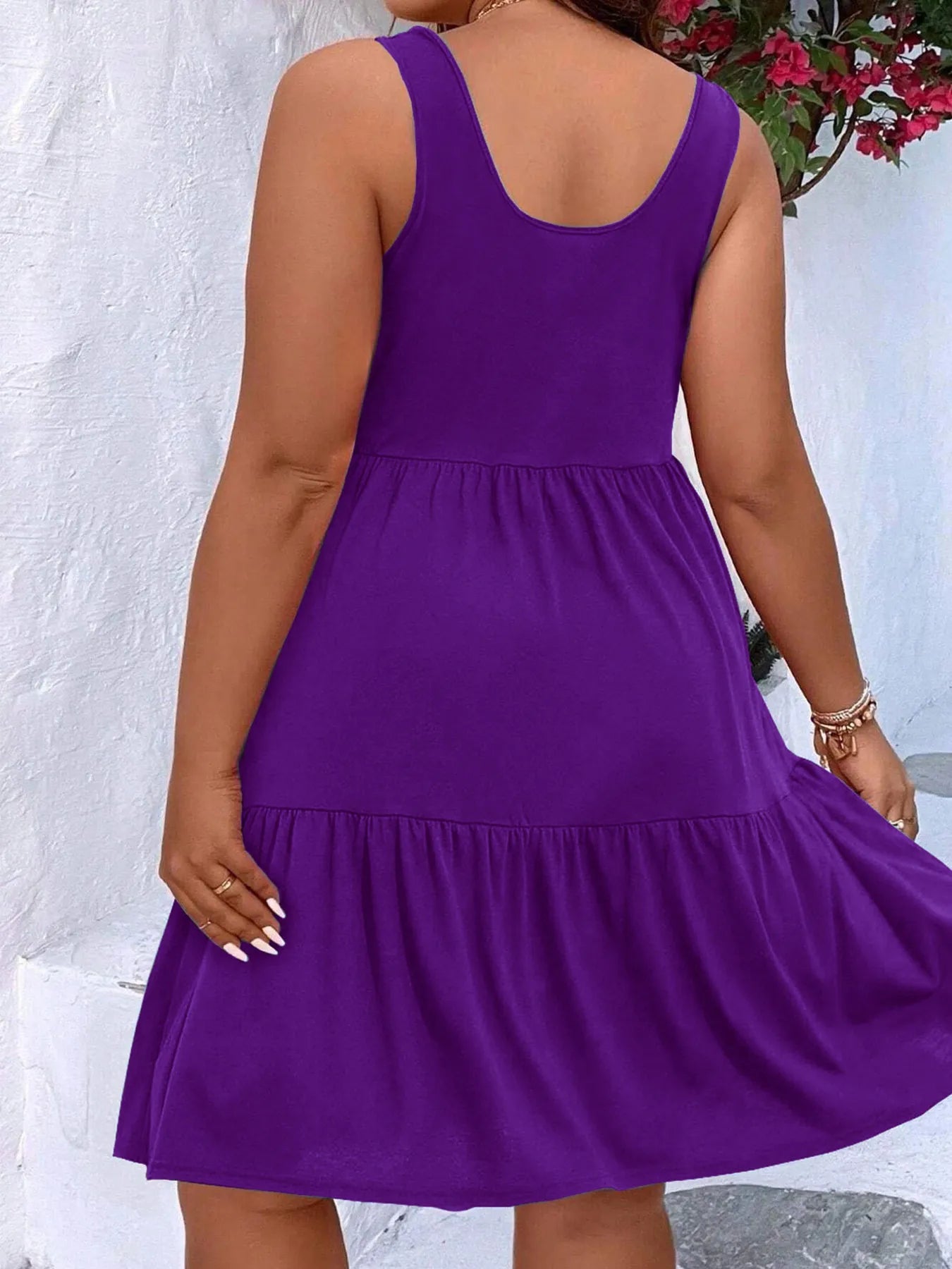 Plus Size Tiered Scoop Neck Tank Dress - MAD RUFFI