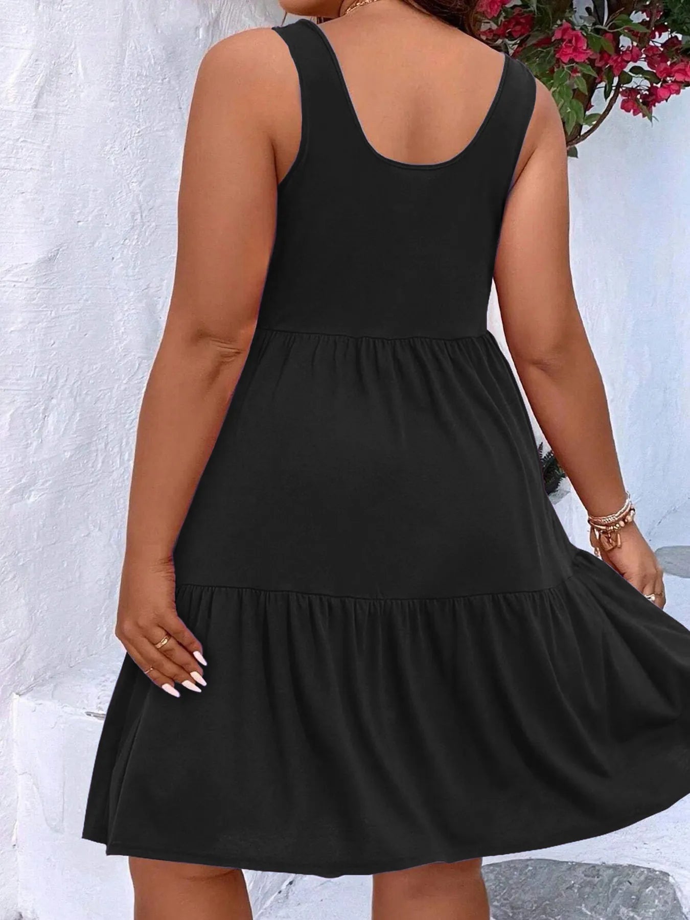 Plus Size Tiered Scoop Neck Tank Dress - MAD RUFFI