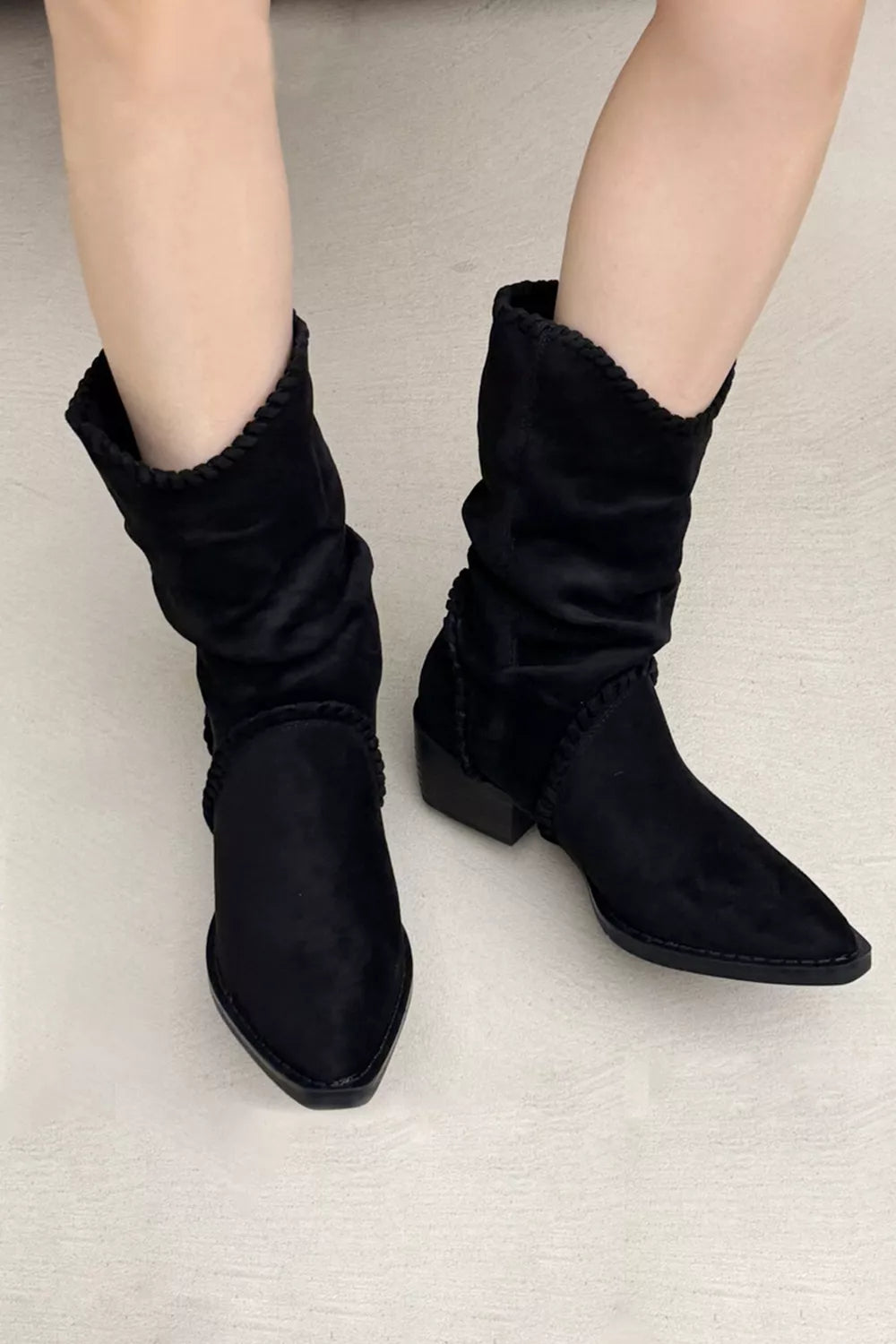 Point Toe Block Heels Boots - MAD RUFFI